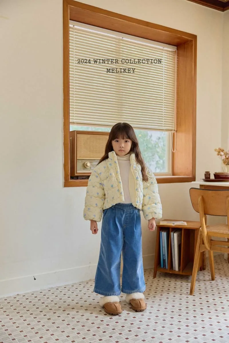 Melikey - Korean Children Fashion - #kidsstore - Velvet Denim Heart Pants - 10