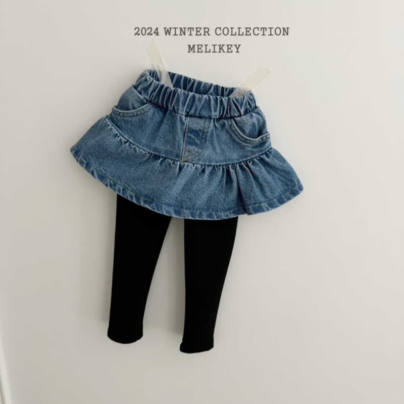 Melikey - Korean Children Fashion - #minifashionista - Hole Denim Skirt Leggings