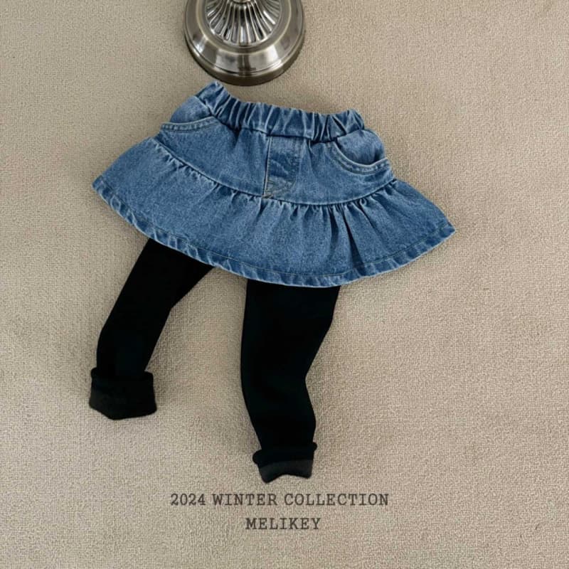 Melikey - Korean Children Fashion - #prettylittlegirls - Hole Denim Skirt Leggings - 2