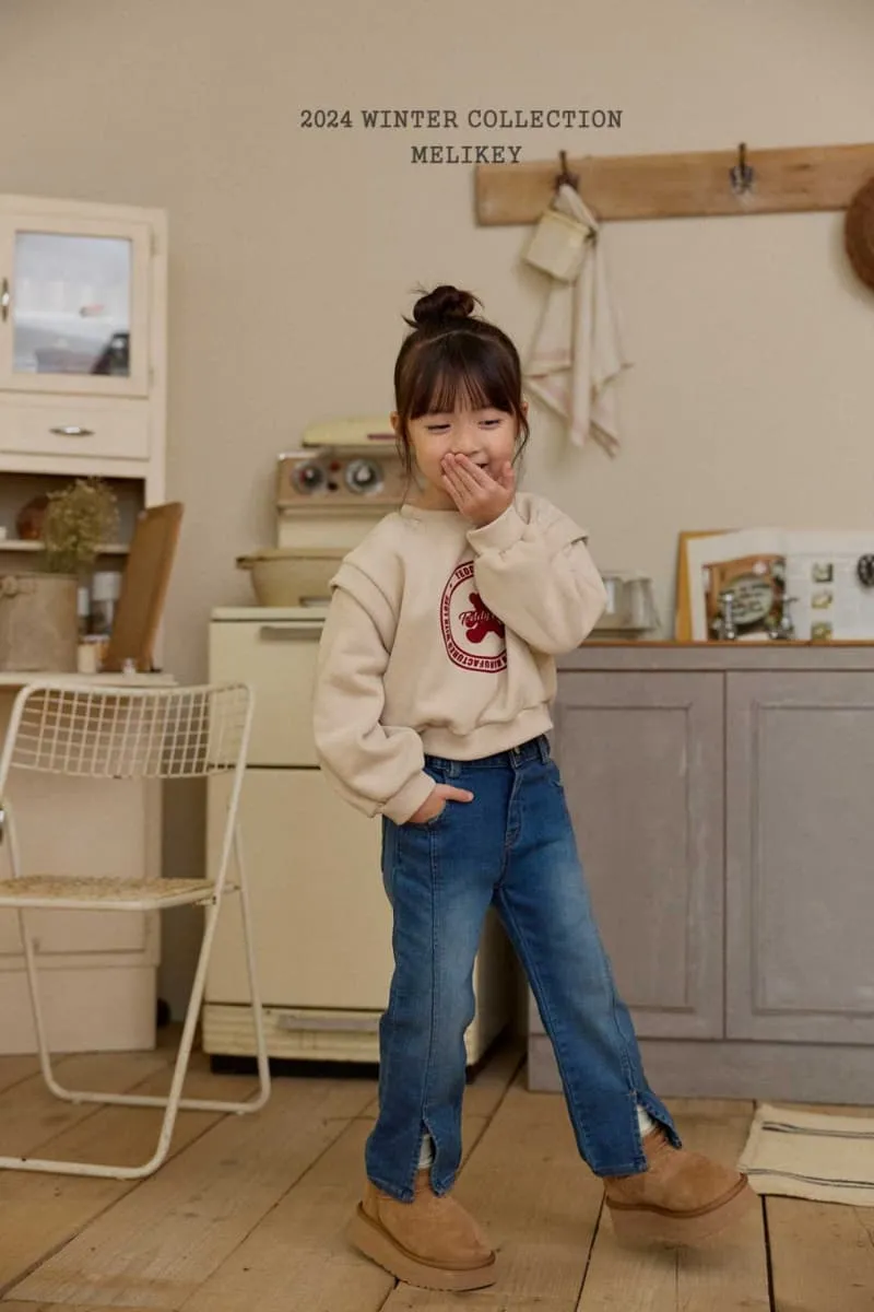 Melikey - Korean Children Fashion - #stylishchildhood - Front Slit Warm Denim Pants - 6