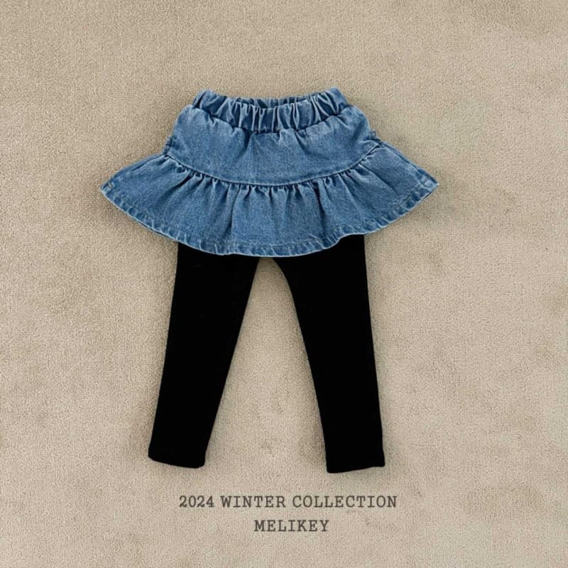 Melikey - Korean Children Fashion - #todddlerfashion - Hole Denim Skirt Leggings - 3