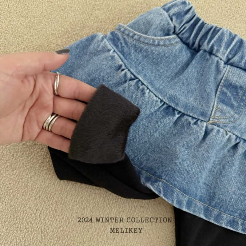 Melikey - Korean Children Fashion - #todddlerfashion - Hole Denim Skirt Leggings - 4