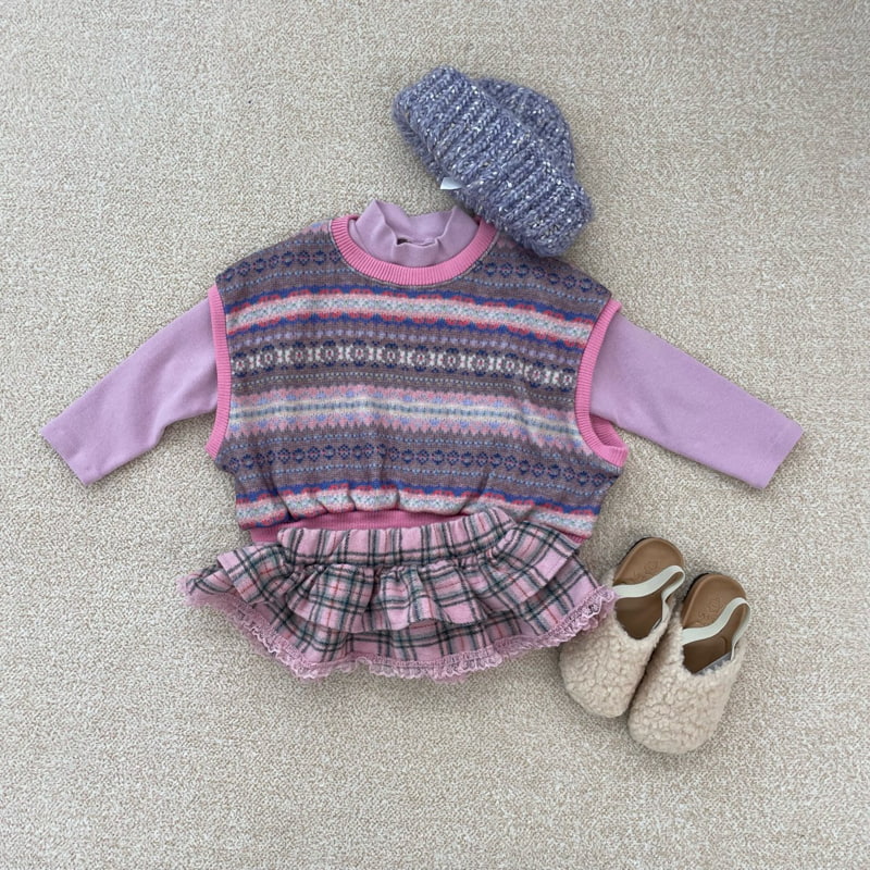 Middle Name - Korean Children Fashion - #prettylittlegirls - Layered Check Skirt - 4