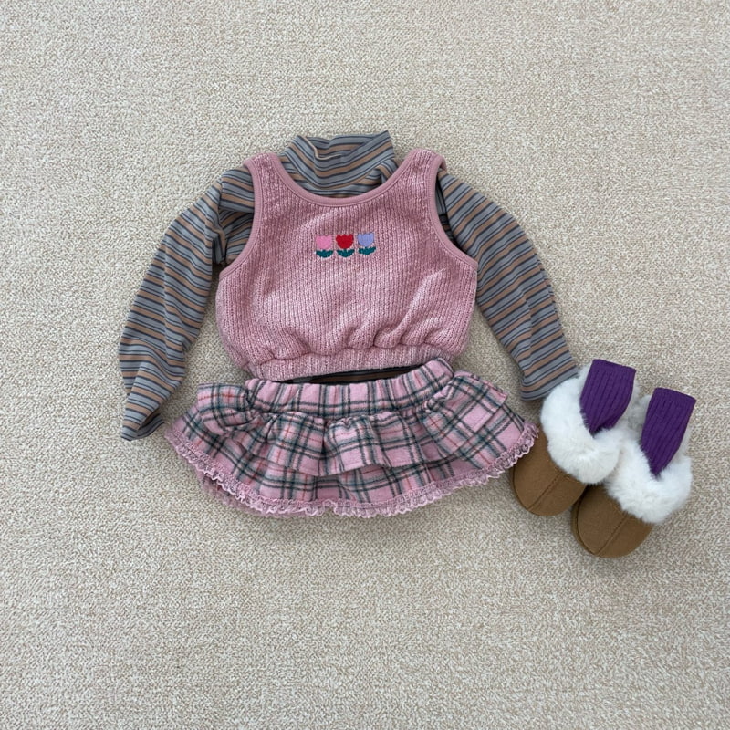 Middle Name - Korean Children Fashion - #childrensboutique - Layered Check Skirt - 6