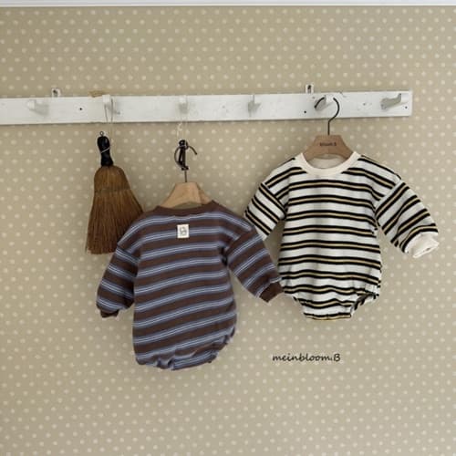 Mienbloom B - Korean Baby Fashion - #babyclothing - Fleeced Stripe Bodysuit