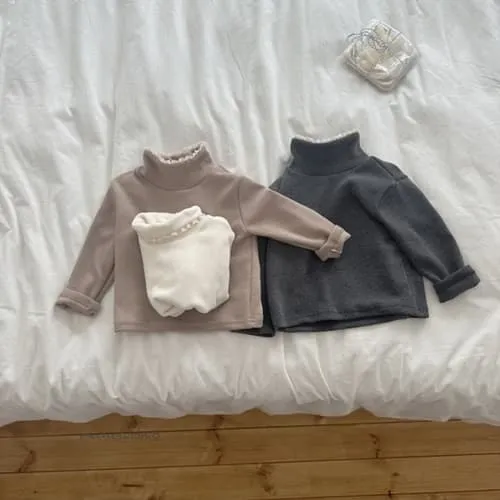 Mienbloom B - Korean Children Fashion - #minifashionista - Frill Lace Turtleneck Tee