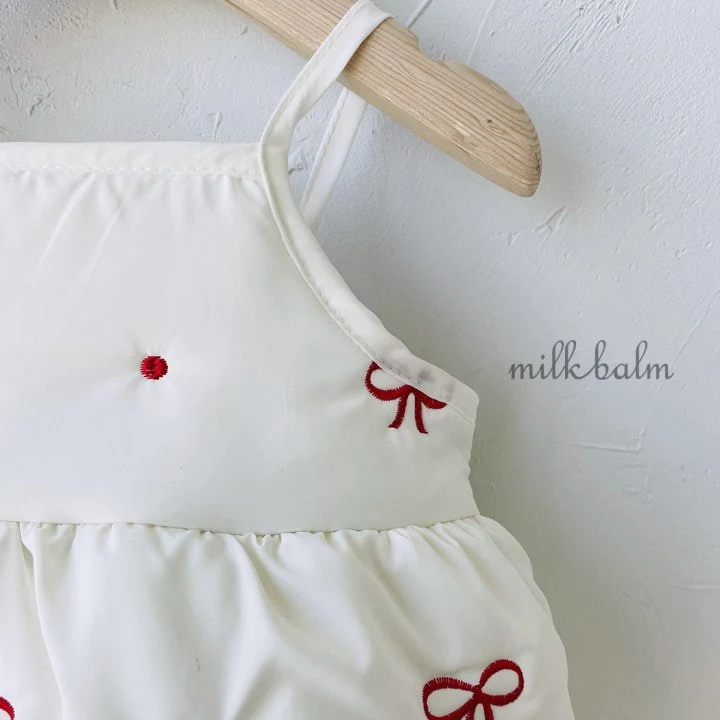 Milk Balm - Korean Baby Fashion - #babyclothing - Ribbon Embroidery Bodysuit - 6