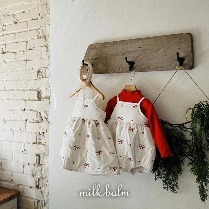 Milk Balm - Korean Baby Fashion - #onlinebabyboutique - Ribbon Embroidery Bodysuit