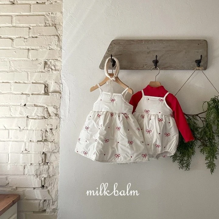 Milk Balm - Korean Baby Fashion - #onlinebabyshop - Ribbon Embroidery Bodysuit - 2