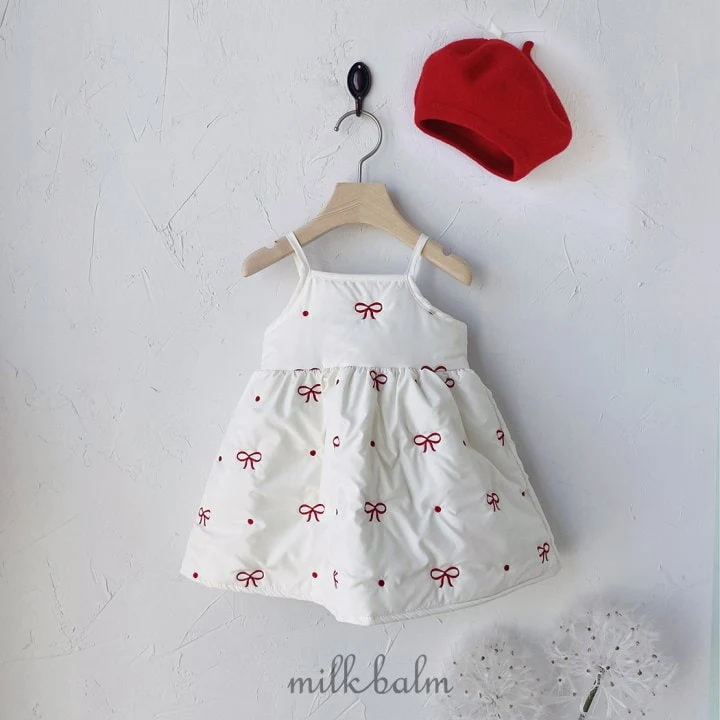 Milk Balm - Korean Children Fashion - #childrensboutique - Ribbon Embroidery One-piece - 6