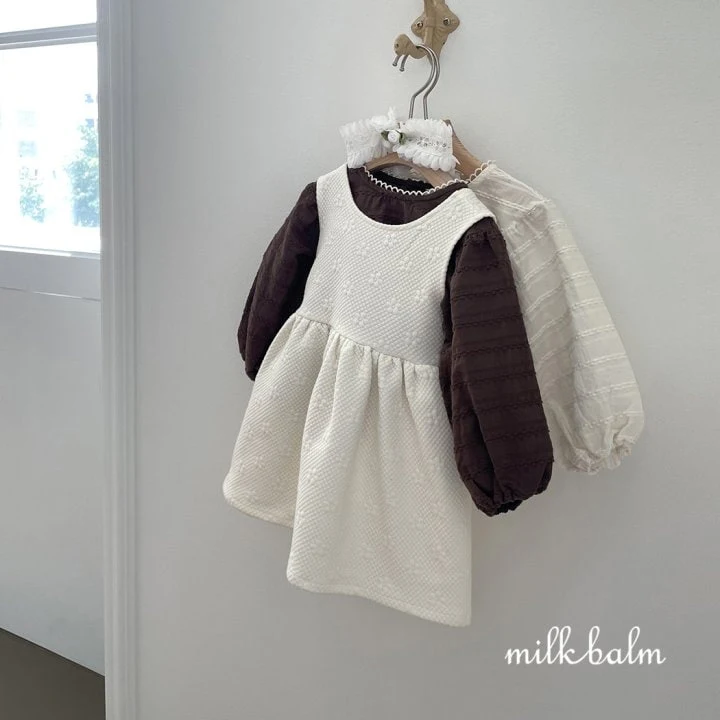 Milk Balm - Korean Children Fashion - #prettylittlegirls - Embo Jacquard One-piece