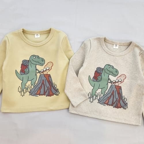 Milk Bebe - Korean Children Fashion - #kidzfashiontrend - Camping Dino Tee