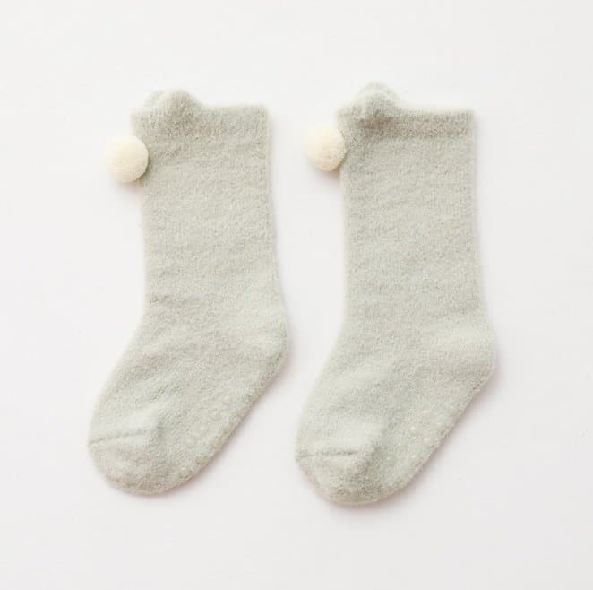 Miso - Korean Baby Fashion - #babyboutique - Winter Pom Pom Socks - 9