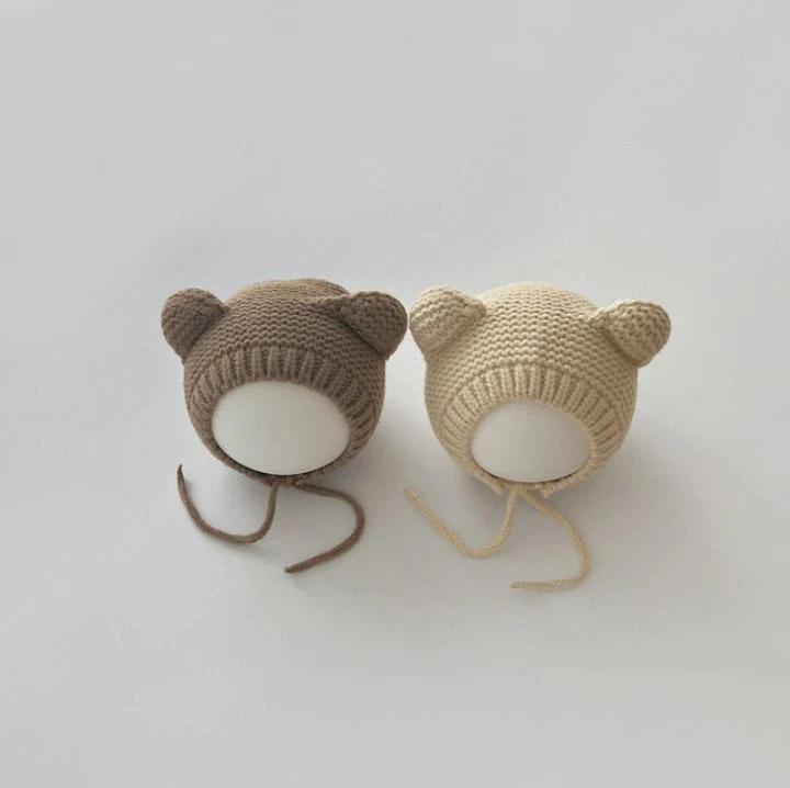 Miso - Korean Baby Fashion - #babyfever - Bear Knit Bonnet Hat - 8