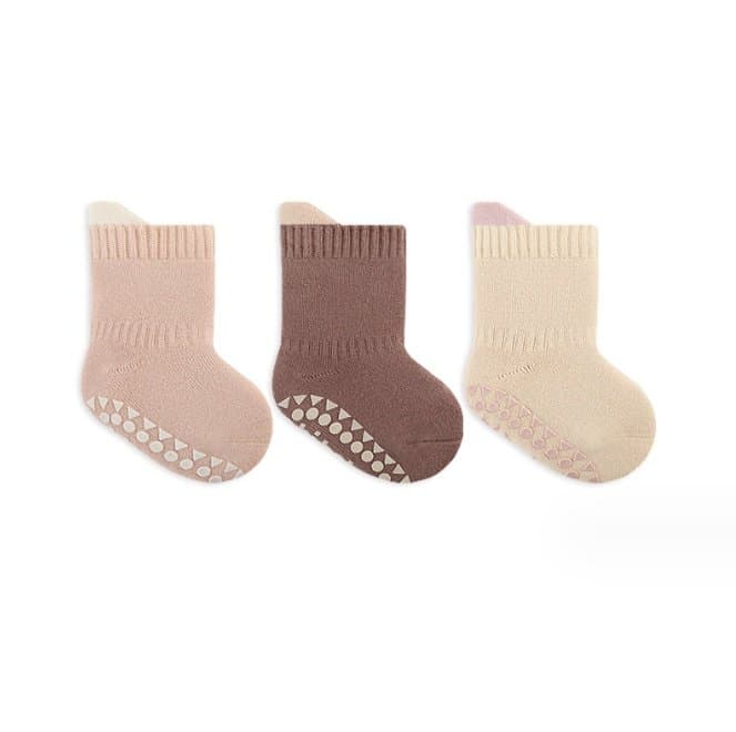 Miso - Korean Baby Fashion - #babylifestyle - Point Two Tone Sock Set - 3