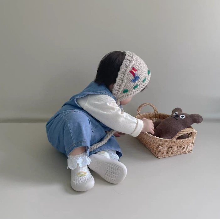 Miso - Korean Baby Fashion - #babyootd - Flower Knit Ear Muffler - 5