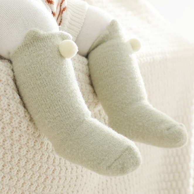 Miso - Korean Baby Fashion - #babyootd - Winter Pom Pom Socks - 2