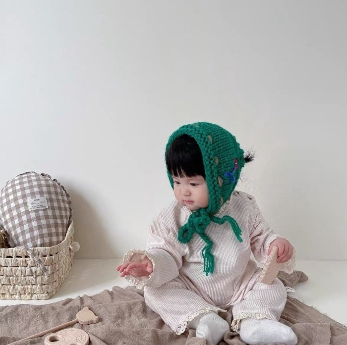 Miso - Korean Baby Fashion - #babyoutfit - Flower Knit Ear Muffler - 7