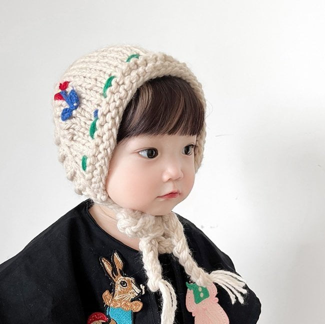 Miso - Korean Baby Fashion - #babywear - Flower Knit Ear Muffler - 8