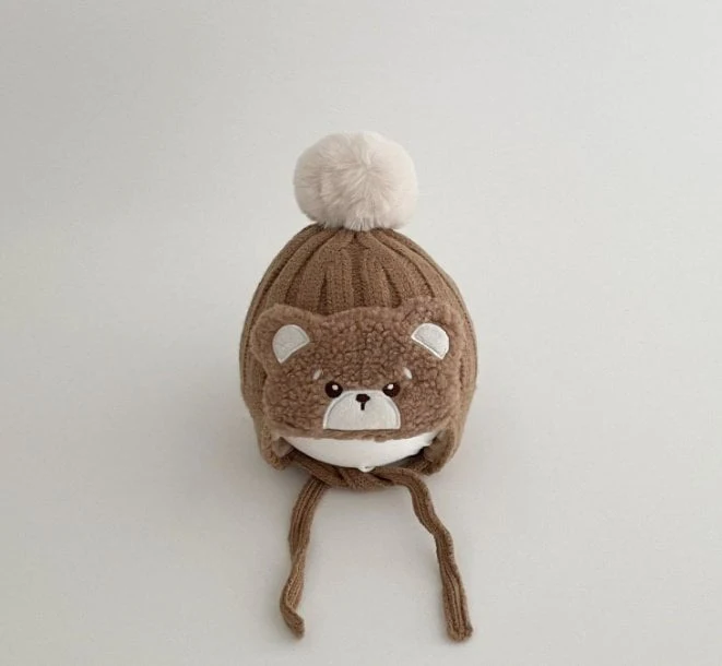 Miso - Korean Baby Fashion - #onlinebabyboutique - Bear Bubble Beanie - 3