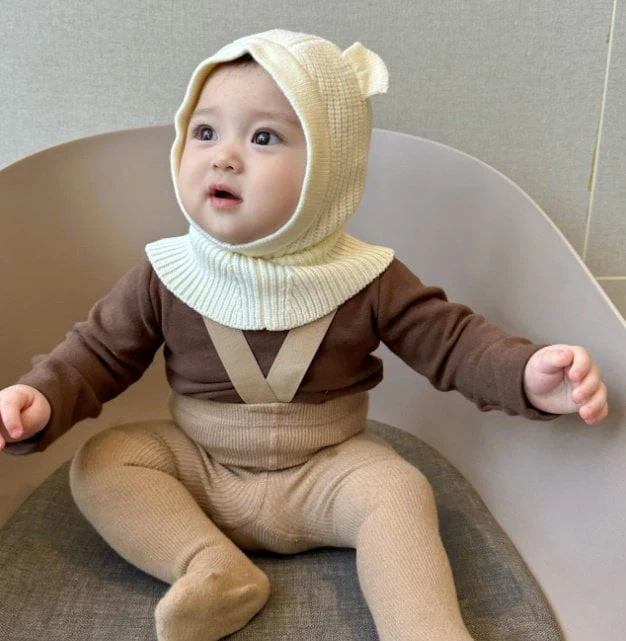 Miso - Korean Baby Fashion - #onlinebabyboutique - Bear Balaclava - 2