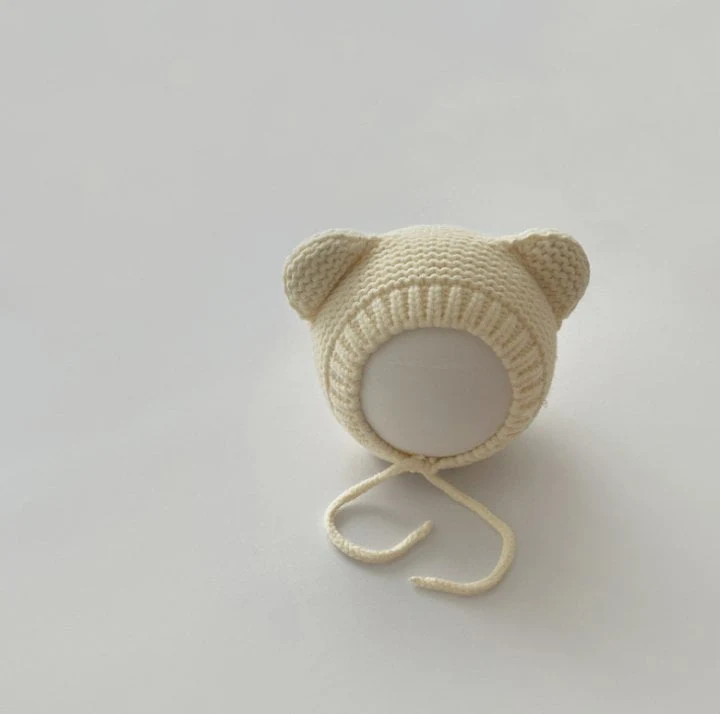 Miso - Korean Baby Fashion - #onlinebabyboutique - Bear Knit Bonnet Hat