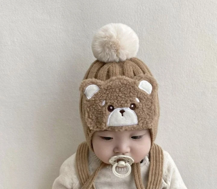 Miso - Korean Baby Fashion - #onlinebabyboutique - Bear Bubble Beanie - 4