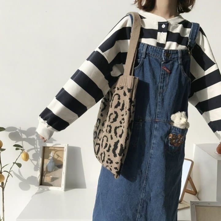 Miso - Korean Children Fashion - #childofig - Leopard Knit Bag - 7