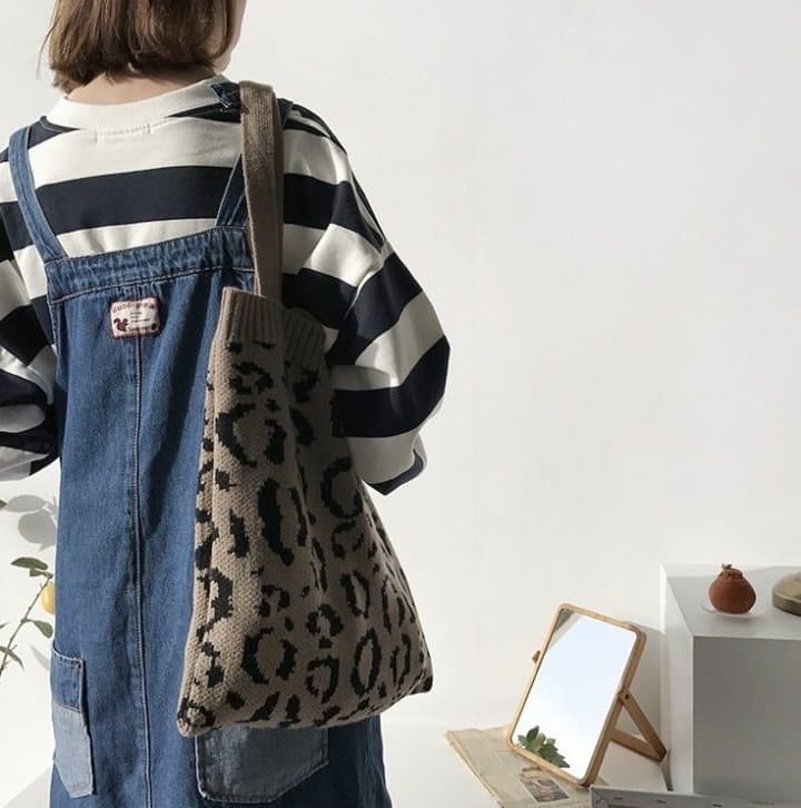 Miso - Korean Children Fashion - #childofig - Leopard Knit Bag - 8