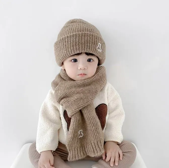 Miso - Korean Children Fashion - #minifashionista - Embroidered Bear Hat Set - 4