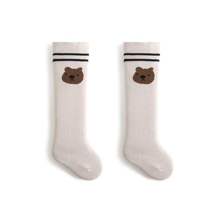 Miso - Korean Children Fashion - #todddlerfashion - Two-line Bear Knee Socks