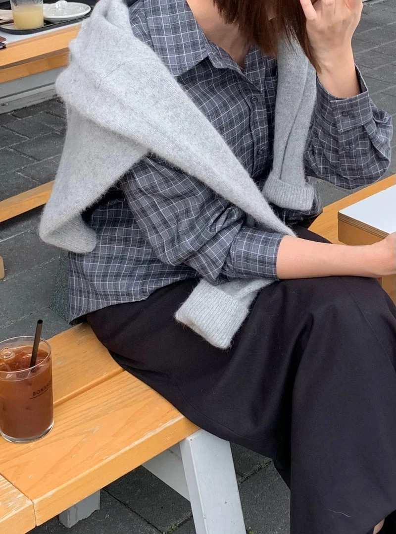 Moani - Korean Women Fashion - #momslook - Oversized Check Shirt - 3