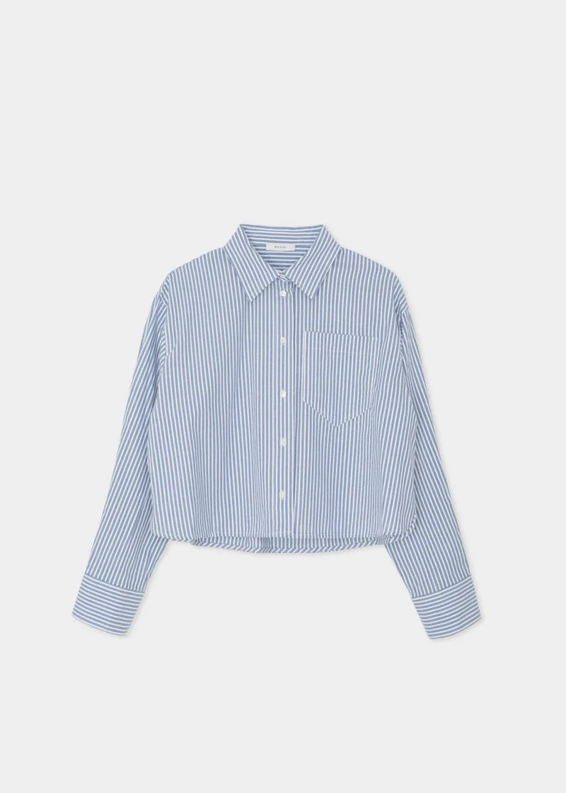 Moani - Korean Women Fashion - #momslook - French Stripe Crop Shirt - 2