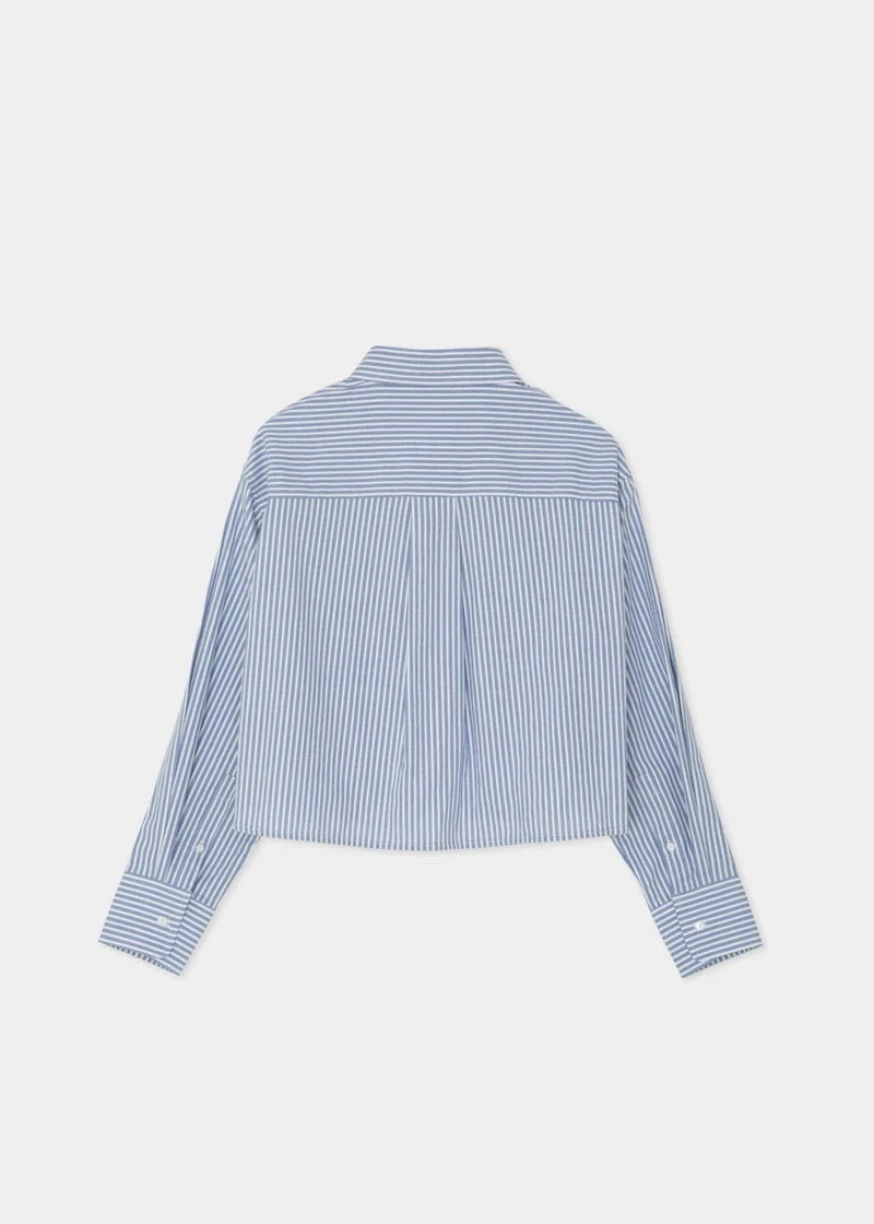 Moani - Korean Women Fashion - #womensfashion - French Stripe Crop Shirt - 4