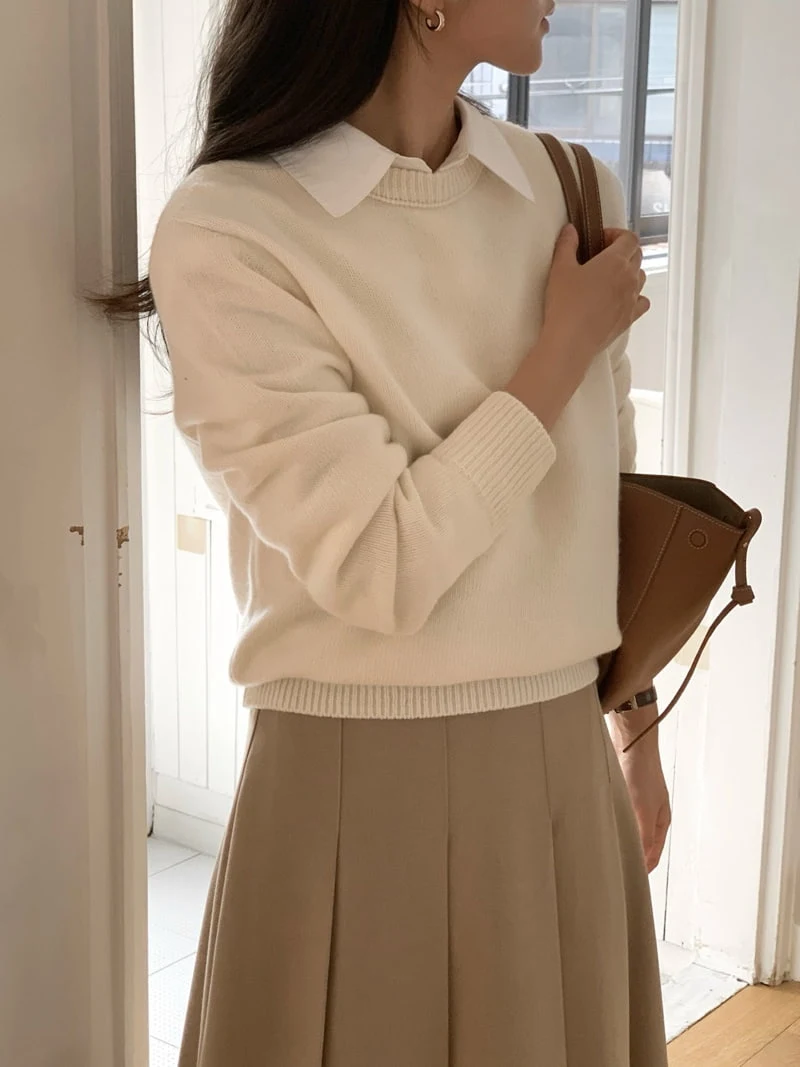 Moani - Korean Women Fashion - #momslook - Wool Cashmere Crewneck Knit Pullover - 8