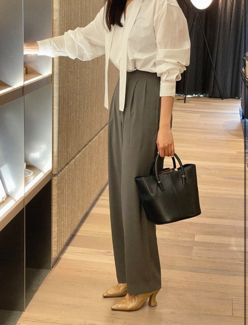 Moani - Korean Women Fashion - #vintageinspired - Pintuck Wide Slacks - 5