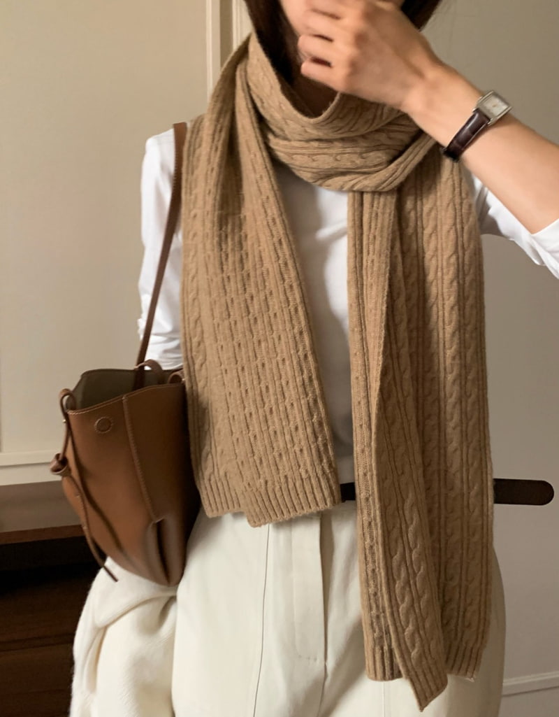 Moani - Korean Women Fashion - #vintageinspired - Wool Cashmere Cable Muffler - 9