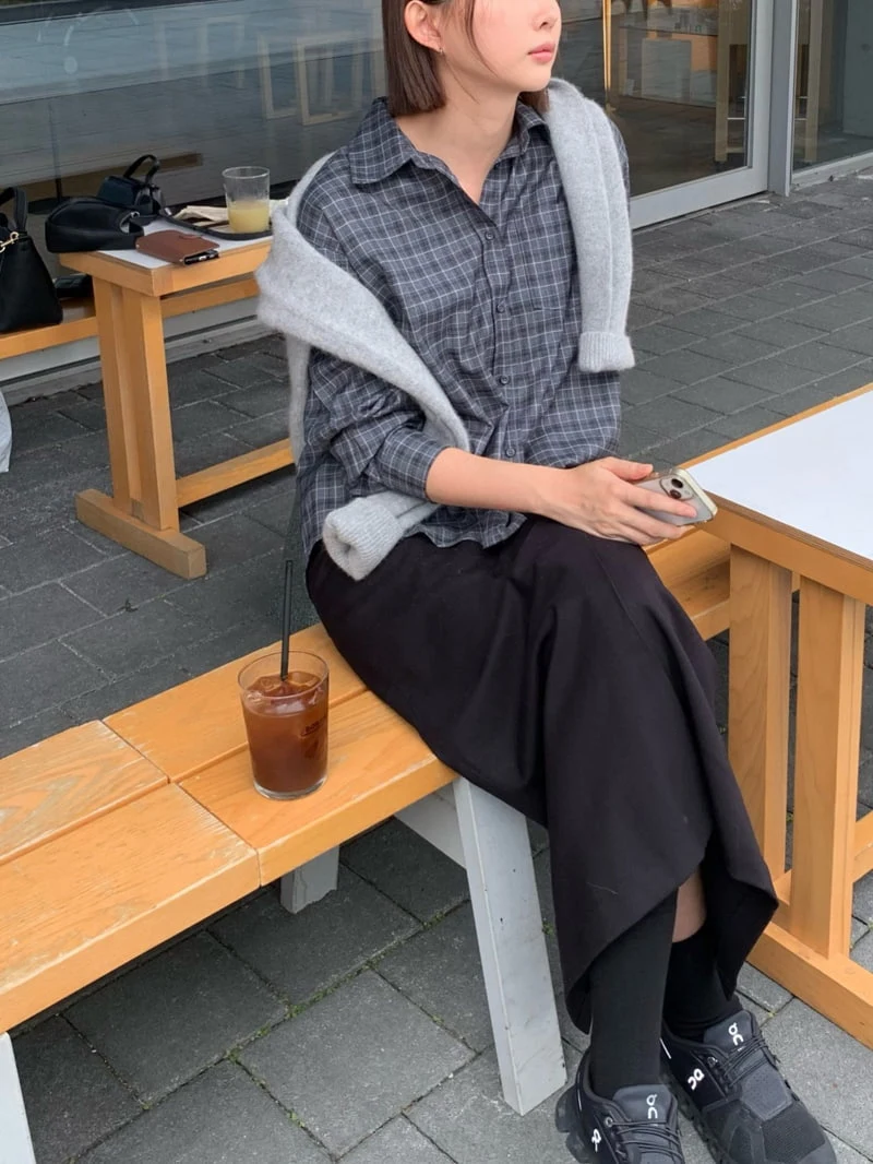 Moani - Korean Women Fashion - #momslook - Oversized Check Shirt - 4