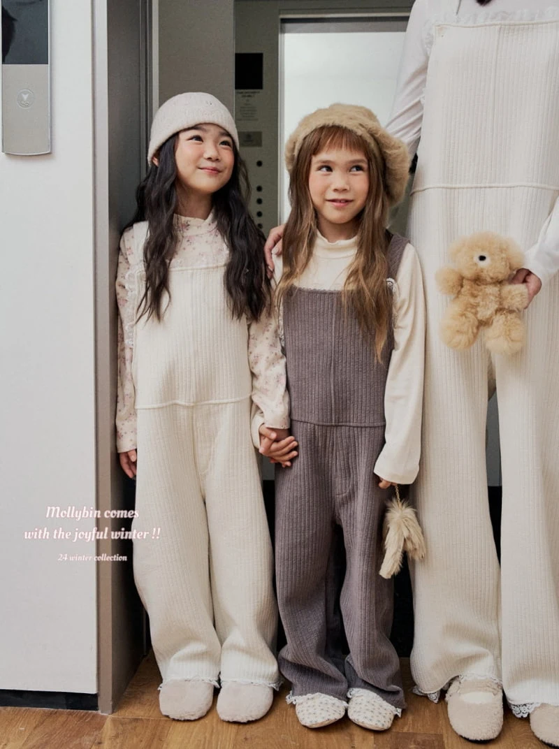 Mollybin - Korean Children Fashion - #fashionkids - Frill Rib Overalls with Mom - 10