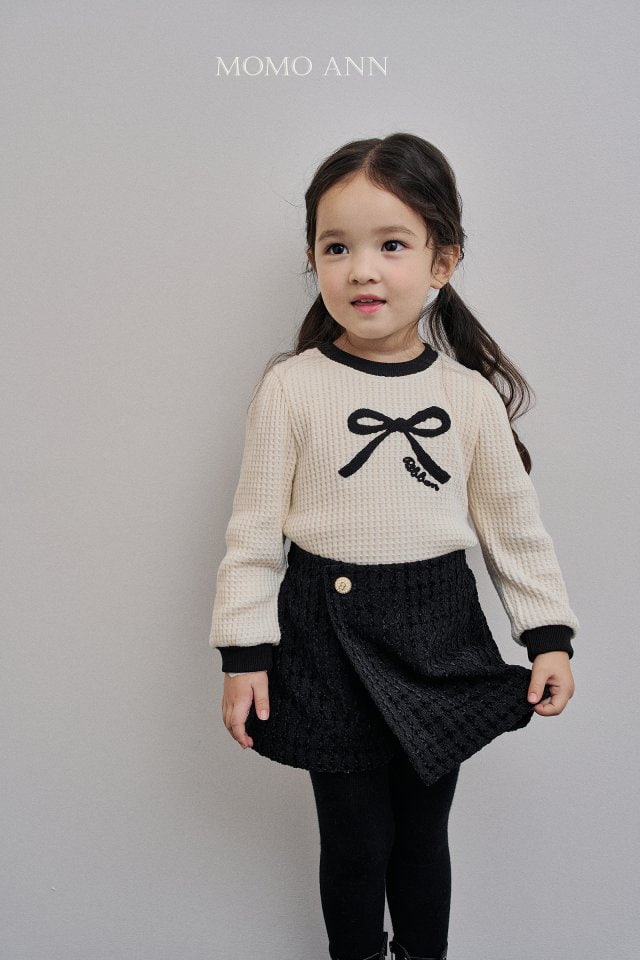 Momo Ann - Korean Children Fashion - #childrensboutique - Ribbon Waffle Tee - 5