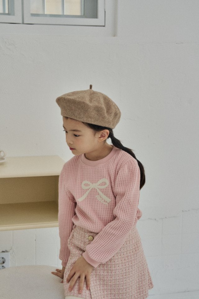 Momo Ann - Korean Children Fashion - #kidsstore - Ribbon Waffle Tee - 10