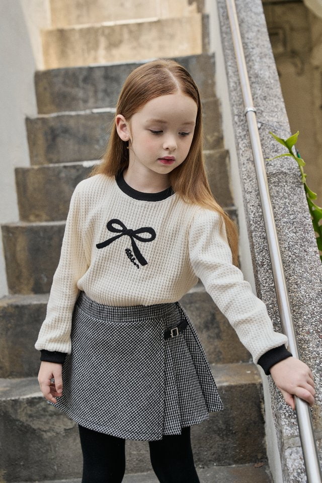 Momo Ann - Korean Children Fashion - #minifashionista - Ribbon Waffle Tee