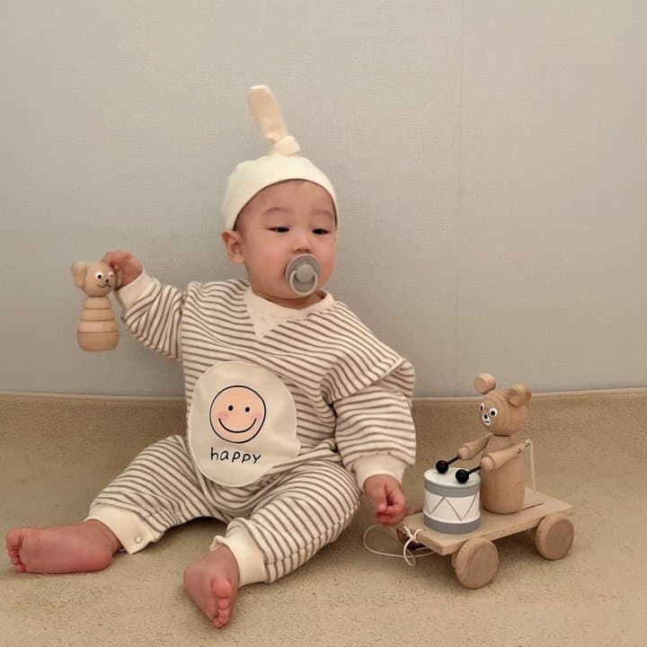 Moran - Korean Baby Fashion - #babyboutiqueclothing - Happy Fleeced Bodysuit - 3