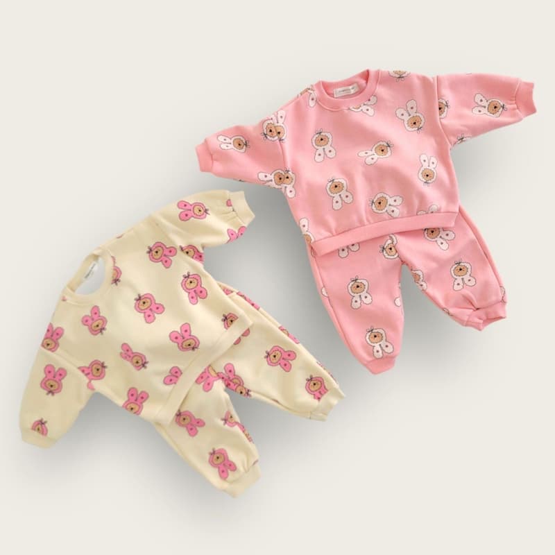 Moran - Korean Children Fashion - #Kfashion4kids - Heart Bear Top Bottom Set