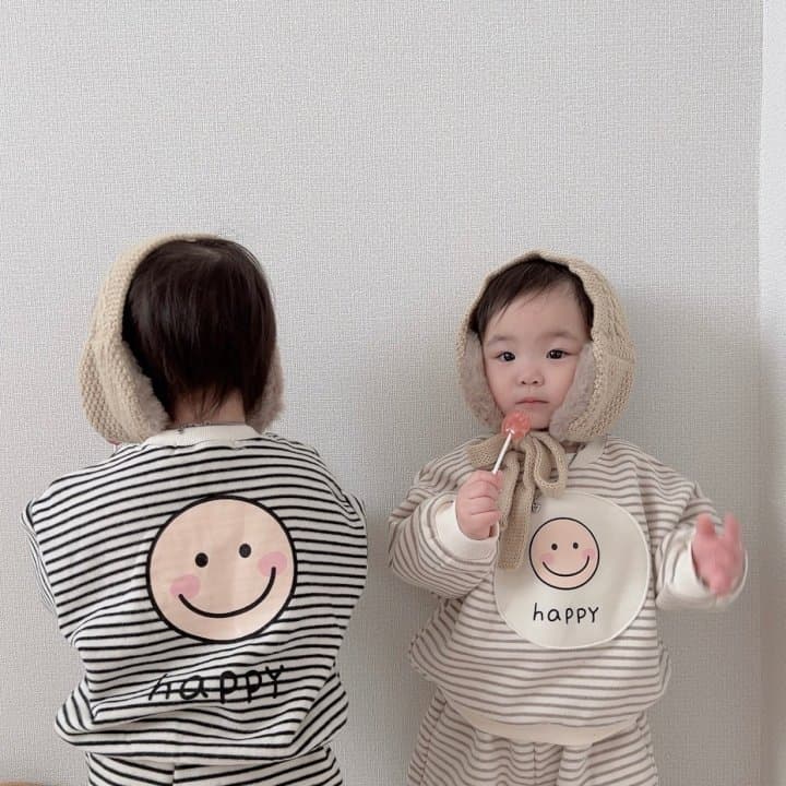 Moran - Korean Children Fashion - #stylishchildhood - Happy Fleeced Top Bottom Set - 4