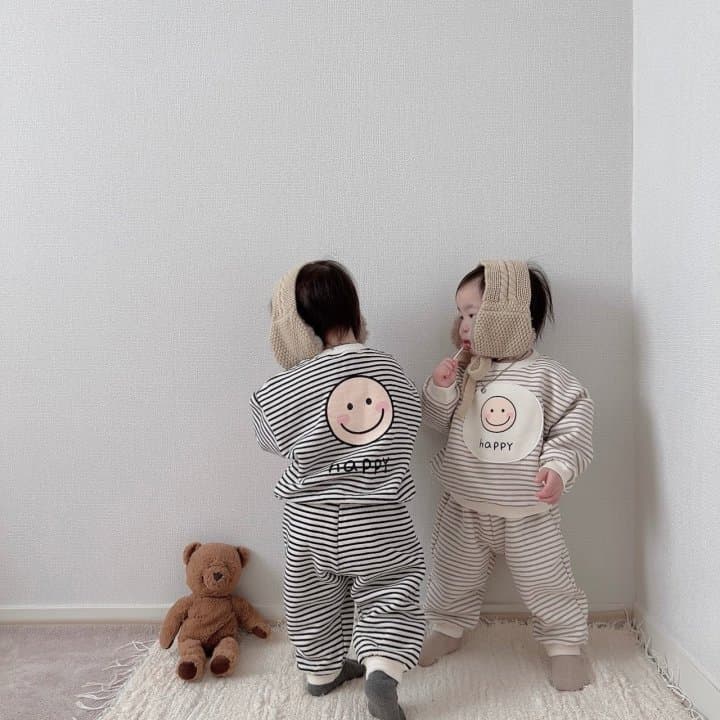 Moran - Korean Children Fashion - #fashionkids - Happy Fleeced Top Bottom Set - 8