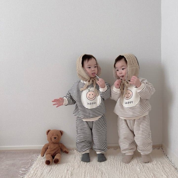 Moran - Korean Children Fashion - #kidsstore - Happy Fleeced Top Bottom Set - 10