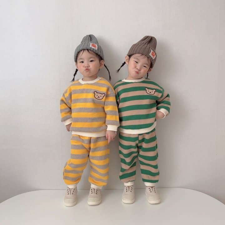 Moran - Korean Children Fashion - #minifashionista - Bear Top Bottom Set - 3