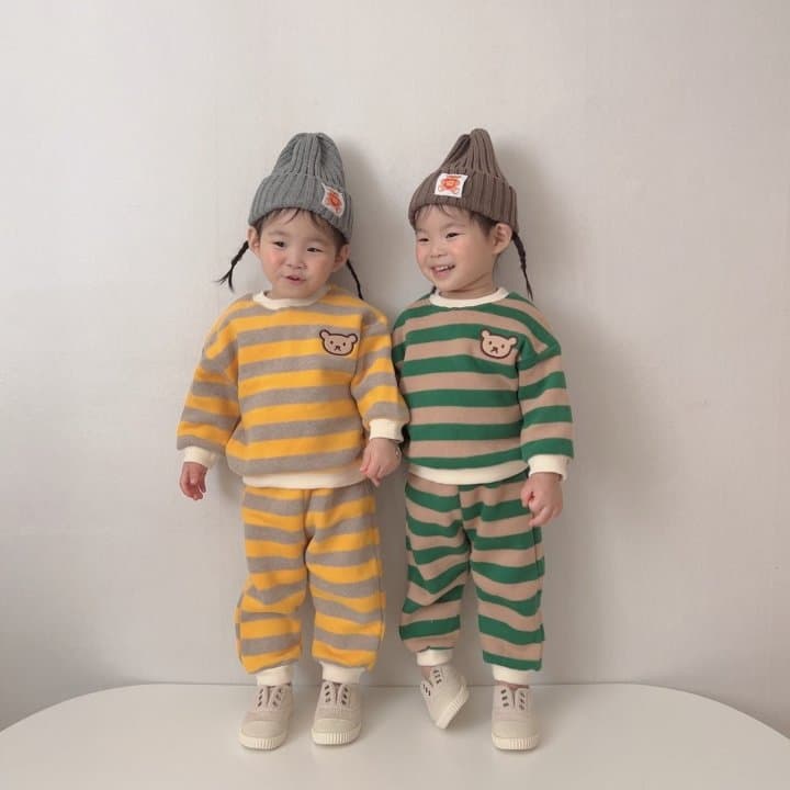 Moran - Korean Children Fashion - #minifashionista - Bear Top Bottom Set - 4