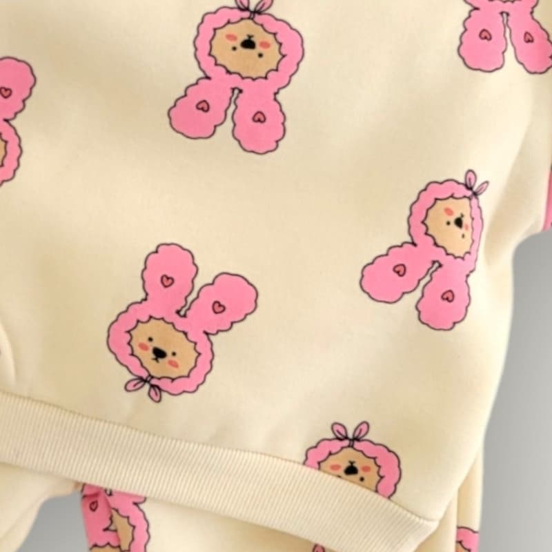 Moran - Korean Children Fashion - #stylishchildhood - Heart Bear Top Bottom Set - 8